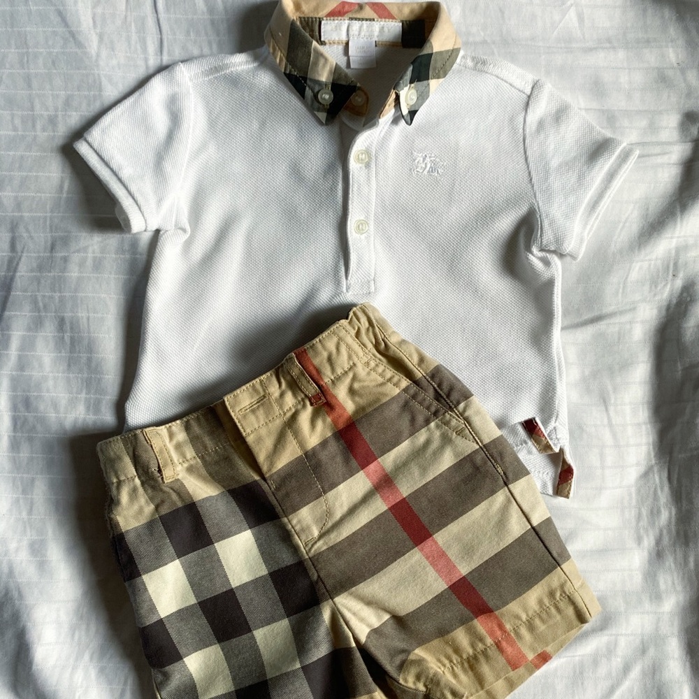 Burberry Baby icon signature polo and shorts 9MO